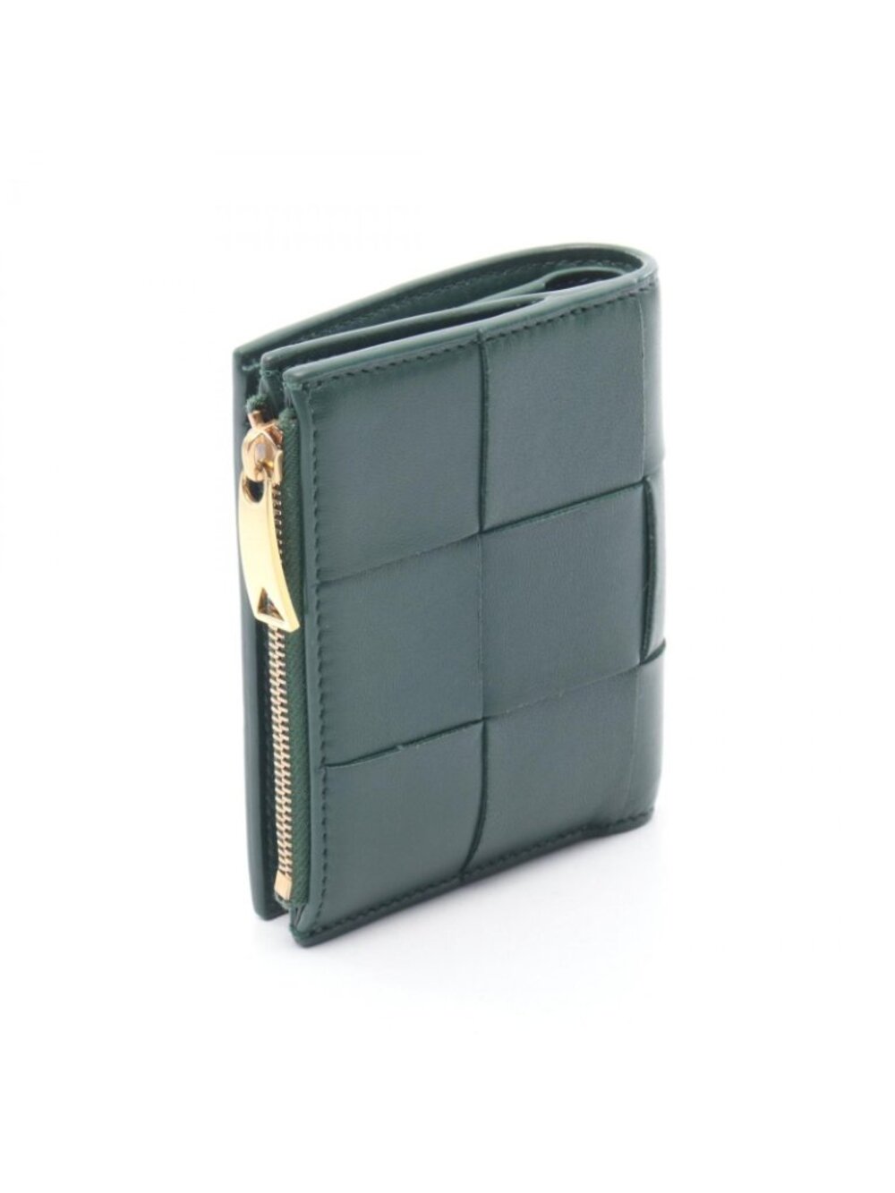 Bottega Veneta Bifold Wallet Small Cassette Maxi Intrecciato Dark Green Leather - Picture 2 of 8